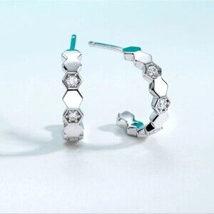 Certified 0.80CT VVS1 Moissanite Luxury Geometric Half Hoop Earrings